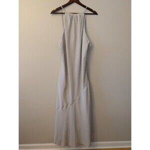 Abercrombie Fitch Maxi Dress XL High Neck Open Back Boho Beachy Flowy Light Gray